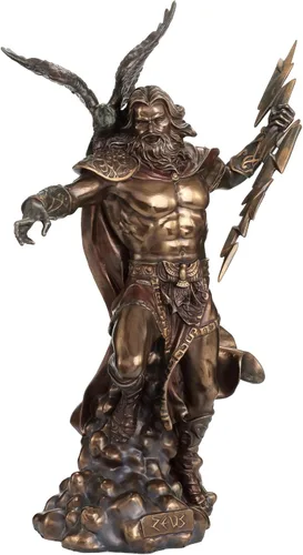 Vista 8 de 19 3/4 pulgadas Zeus griego dios del trueno águila empuñando rayo de resina fundida en frío Estatua de acabado de bronce