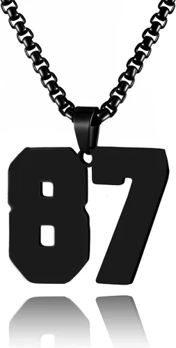 Vista 69 de Collar de Número Dorado para Hombre, Cadena de Acero Inoxidable con Colgante de Número para Atletas, Joyería Deportiva Personalizada para Niños