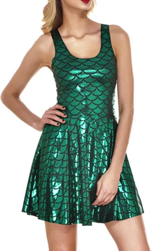 Vista 2 de Zoestar Vestido de sirena a escala de pez, sin mangas, vestido de baile brillante, vestido de fiesta de club, vestido de disfraz para mujeres y niñas