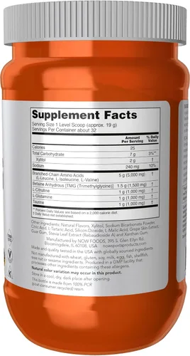 Vista 2 de NOW Sports Nutrition, BCAA (Aminoácidos de cadena ramificada) Big 6, sabor a uva, 21.16 oz