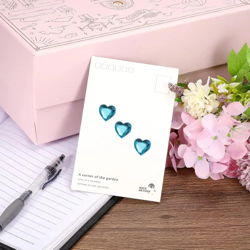 Vista 5 de MECCANIXITY 144 calcomanías autoadhesivas de diamantes de imitación de corazón de 0.394 pulgadas para maquillaje de San Valentín, artes y Azul