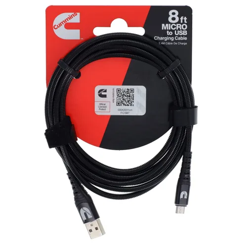 Vista 6 de Cummins Cable de carga largo de acero flexible USB-A a cable de carga micro CMN4715 de 8 pies