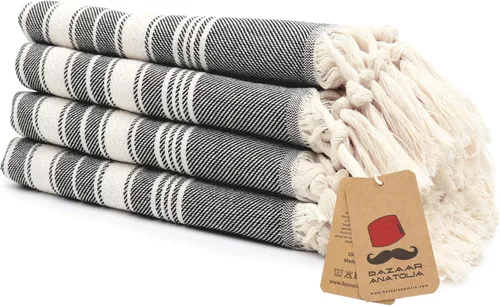 Vista 37 de Bazaar Anatolia Toallas de mano – Juego de 4 39 x 19 pulgadas – Toalla de mano turca a rayas para baño, 100% algodón, cocina, cara, cabello, té