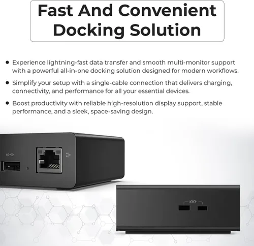 Vista 5 de Lenovo 40BF0100US USB4 Docking Station for Laptops with 100W Adapter, HDMI, DisplayPort, USB C Cables & Cloth - Docking Station