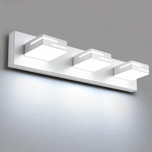 Vista 35 de Lámparas LED modernas para tocador de baño, 3 luces, 5CCT, regulables, luces de tocador negro mate para accesorios de iluminación de baño sobre