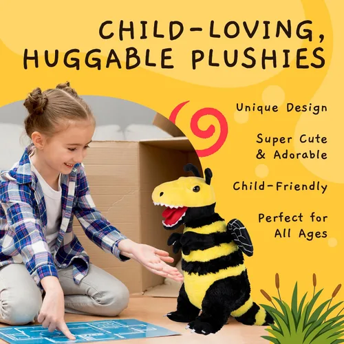 Vista 3 de Randimals Juguete de Peluche Mezcla de Animales de Peluche - Animales de Peluche Híbridos de Abeja y Tiranosaurio para Niñas y Niños - Personajes