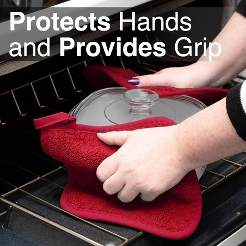 Vista 5 de RITZ Guante de olla y protector térmico de rizo: Resistente al calor sin igual, duradero 100% algodón – Diseñado ergonómicamente para un agarre