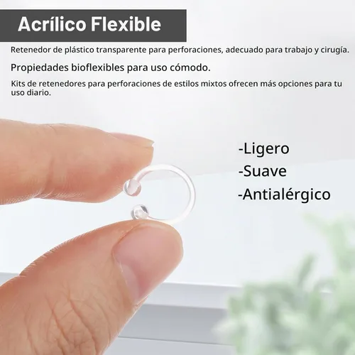 Vista 4 de Kit de retención de piercing transparente de 48 piezas: retenedor