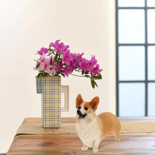 Vista 6 de IMIKEYA Figura de Corgi galés, mini estatua de perro de resina, estatua de perro pequeño de Corgi para pastel, escultura de estatua de animal