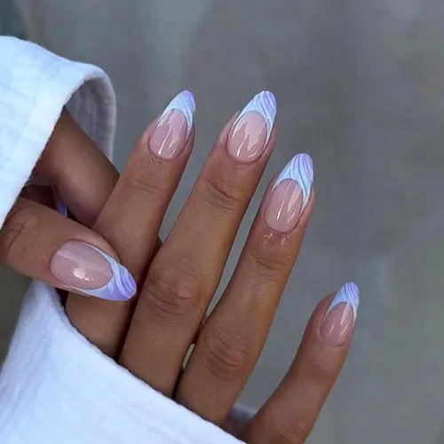 Vista 21 de Uñas postizas a presión marrón café, uñas postizas medianas de almendra, color sólido, cobertura completa, uñas postizas artificiales brillantes