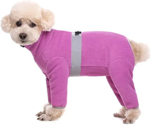 Vista 6 de Abrigos de forro polar para perros pequeños y medianos, chaqueta de invierno, suéter, chaleco, mono, ropa cálida de cuatro patas, pijamas