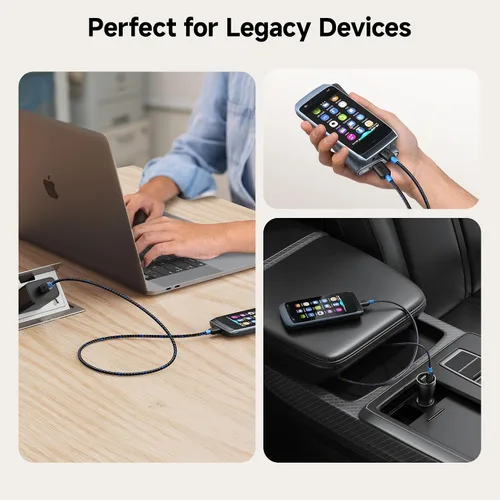 Vista 6 de Cable Matters Cable trenzado USB C a micro USB – 1 pie, [carga de 3A/15 W, datos de 480 Mbps] cable microUSB a USBC, cable Micro-B 2.0