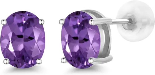 Vista 308 de Gem Stone King Aretes de oro de 14 quilates con piedra natal ovalada de 0.315 x 0.236 in Aretes de oro para mujer