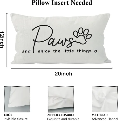 Vista 4 de Fundas de almohada decorativas para mamá de perro, 12 x 20 pulgadas, diseño de patas, cita inspiradora, perfectas para dormitorio, sofá