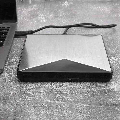Vista 7 de Zopsc-1 Aleación de aluminio USB3.0 Unidad de DVD externa, CD/DVD portátil +/-RW unidad/reproductor de DVD para portátil portátil CD ROM quemador