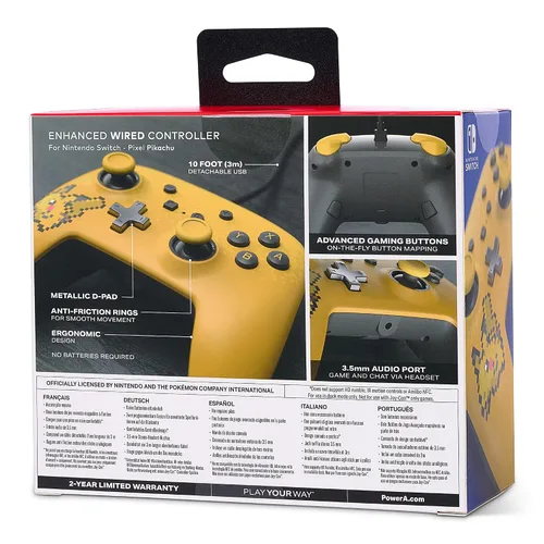 Vista 11 de PowerA Pokemon Enhanced Wired Controller for Nintendo Switch - Pixel Pikachu, Gamepad, Wired Video Game Controller, Gaming Controller - Nintendo