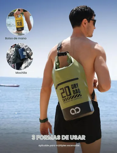 Vista 5 de Lamicall Mochila impermeable con bolsa para teléfono 5L/10L/20L/30L/40L Verde oliva