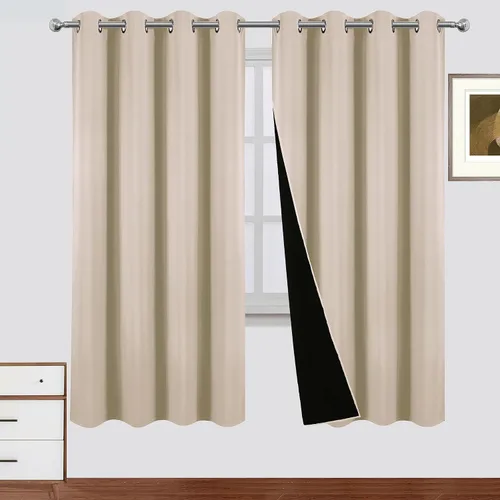 Vista 20 de LEMOMO Cortinas 100% opacas de 38 x 54 pulgadas, 2 paneles de oscurecimiento con aislamiento térmico para dormitorio