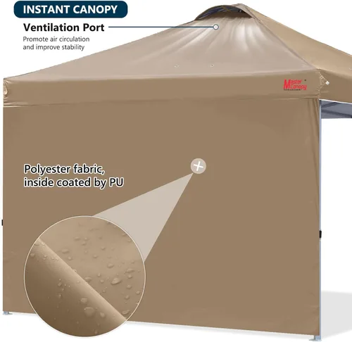 Vista 9 de MASTERCANOPY - Toldo desplegable duradero con 1 pared lateral (6.6 x 6.6 pies, caqui)