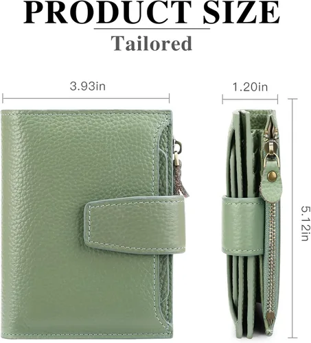 Vista 3 de FALAN MULE - Cartera de cuero auténtico para mujer, pequeña plegable , compacta, con interferencia de radiofrecuencia (RFID)
