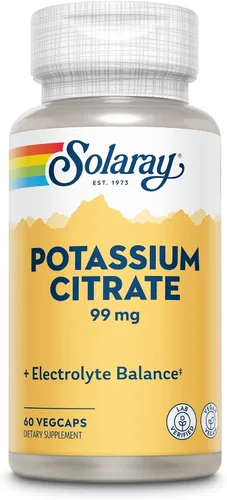 Vista 4 de Solaray Citrato de potasio, equilibrio de electrolitos saludable, soporte de función nerviosa y muscular, vegano, 60 cápsulas vegetales