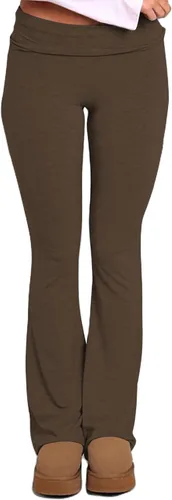 Vista 4 de Luckinbaby Pantalones ajustados acampanados para mujer, leggings plegables, elásticos, corte de bota, pantalones de yoga Y2K