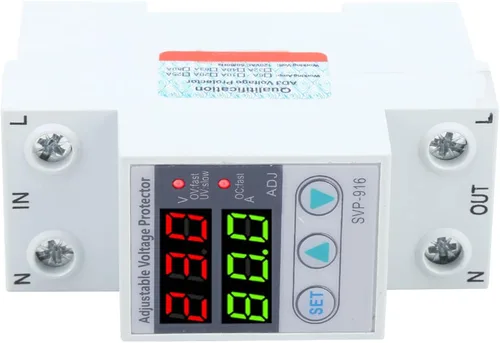 Vista 9 de Protector de voltaje ajustable sobre y bajo voltaje con reinicio de retardo y pantalla de voltaje (100-130VAC, 40A) Protección contra subvoltaje