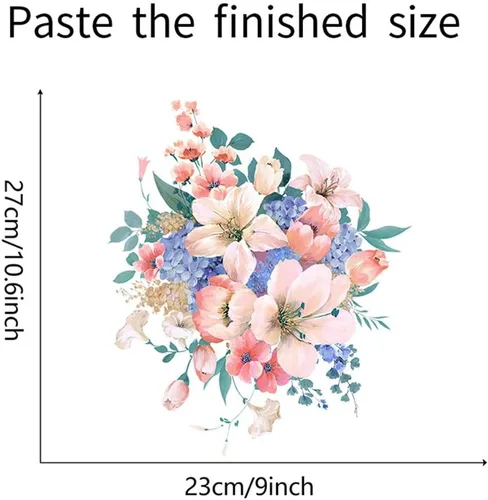 Vista 8 de Calcomanías de flores para tapa de asiento de inodoro, autoadhesivas, removibles, para la pared del baño, calcomanías para cubierta de tapa