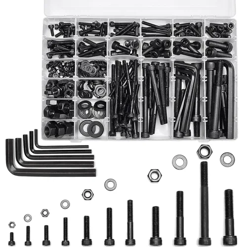 Vista 8 de 365PCS M5 M6 M8 M10 Surtido de pernos métricos para maquinaria de precisión Tornillos de cabeza cilíndrica de acero inoxidable 304, tuercas