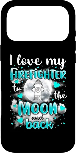 Vista 22 de Firefighter Wife I love my husband to the moon and back - Carcasa para iPhone 16