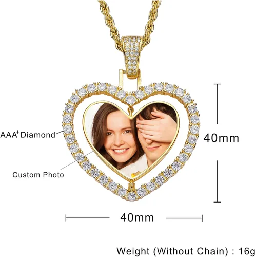 Vista 2 de shumei Collar con foto personalizada para hombre, colgante de regalo personalizado para mujeres, medallón de memoria, collar con etiqueta de perro