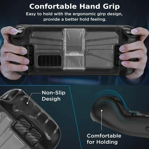 Vista 4 de Qupite Funda para cubierta de vapor con soporte ajustable, TPU + cubierta de PC con 2 protectores de pantalla de cuerpo completo, funda protectora a