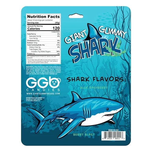 Vista 2 de Gummy Shark gigante de GGB Candies (18 onzas)