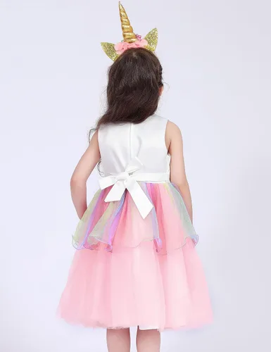 Vista 3 de FENGMAX Disfraz de unicornio para niñas pequeñas con diadema