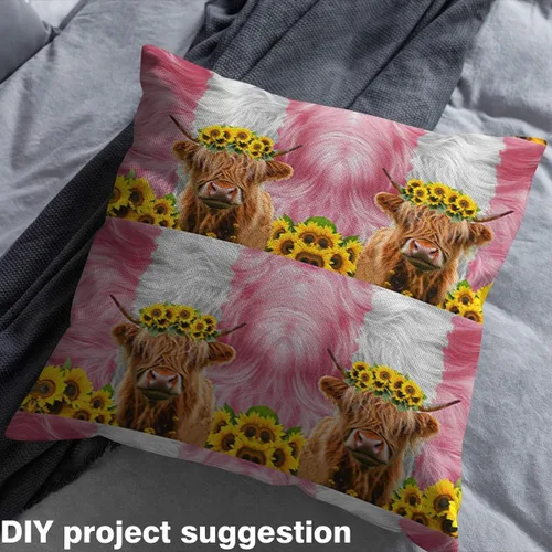 Vista 4 de The Yard - Tela estampada de piel de vaca para niños, linda vaca de las tierras altas, impermeable, tela para exteriores, tela de tapicería