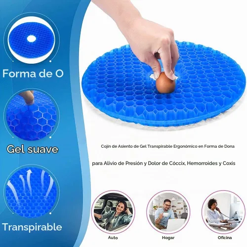 Vista 3 de Cojín de asiento de gel, cojín de gel en forma de dona para dolor de cadera