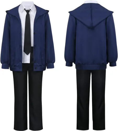 Vista 2 de NOFONDA Makima Reze Power - Disfraz de cosplay para mujeres y niñas, anime de Halloween, camisa y pantalones, chaqueta