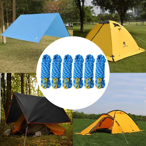 Vista 7 de GEERTOP Paquete de 6 cables de 0.197 in de Guy Lines ultraligeros con tensor de ajuste de aluminio, cuerdas para acampar al aire libre, lona
