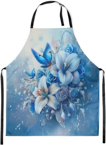 Vista 17 de Castle Fairy Delantal de cocina de flores rústicas Acuarela Hojas Delantal floral