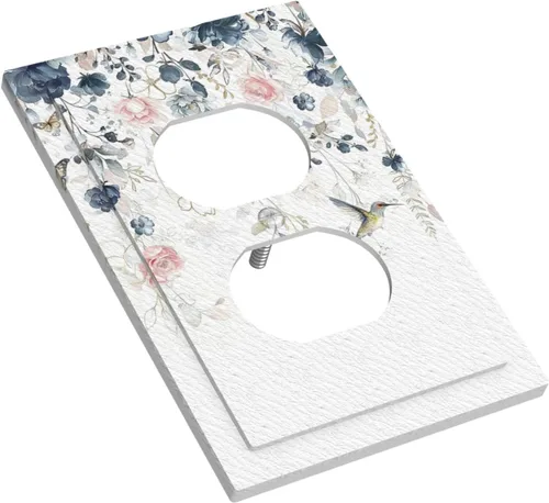 Vista 176 de Decorative Outlet Covers Blue Background White Cat Daisy Floral 2-Gang 1-Gang Wall Plate Single Toggle/Rocker Farmhouse Style Light Switch Covers