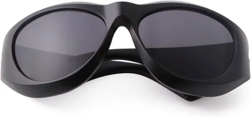Vista 6 de SORVINO Gafas de sol envolventes para mujeres y hombres, moda Y2k, de gran tamaño, futuristas, ovaladas, infladas, color negro y beige