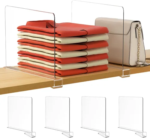 Vista 24 de HBlife 6 separadores de estantes negros, organizador vertical de bolso para armario, perfecto para suéteres, camisas, bolsos en el dormitorio