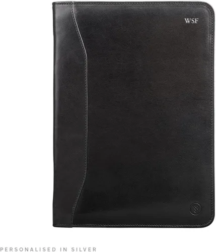 Vista 7 de Maxwell Scott Quality Leather Zipped Business Folder The Dimaro Handmade in Italy Night Black