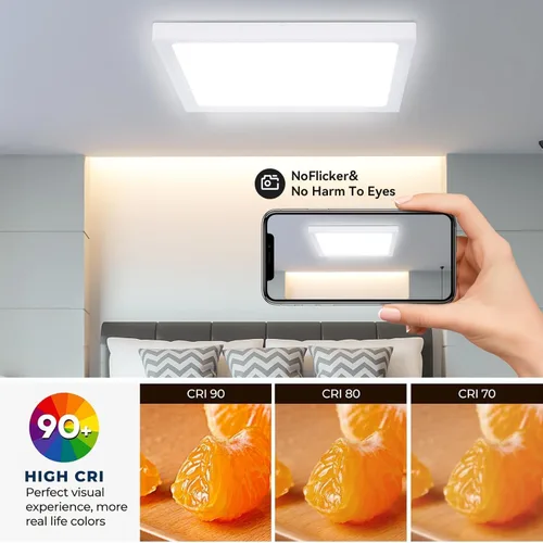 Vista 3 de 2Pack Lámpara de techo empotrada de 12 pulgadas 28W LED, lámpara de techo cuadrada de 3200LM 6000K blanca delgada de panel plano, lámpara de techo
