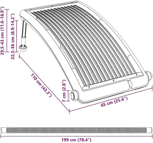 Vista 3 de vidaXL Paneles de calefacción solar curvados para piscina 2 PC 43.3" x25.6