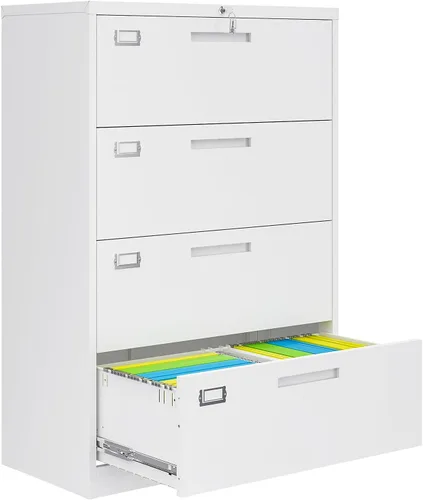 Vista 23 de Archivador de 2 cajones con cerradura, archivadores metálicos para oficina en casa, gabinete pequeño vertical negro para oficina en casa, archivador