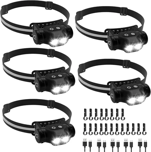 Vista 9 de Linterna frontal magnética recargable de alto lúmenes para camping, senderismo, espeleología, pesca, sensor de movimiento, impermeable, resistente a