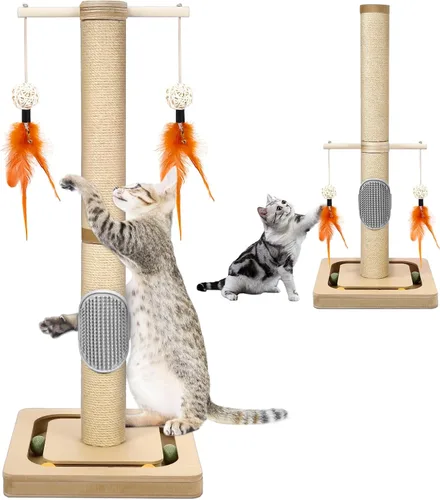 Vista 8 de Árbol para gatos de 18 pulgadas de alto para gatitos, poste rascador de yute con bola colgante para gatitos y gatos adultos, torre pequeña