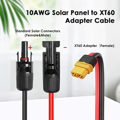 Vista 2 de MOOKEERF Cable de extensión solar a XT60 10AWG 3FT conector solar a XT60 Cable adaptador para panel solar a estación de energía portátil Generador