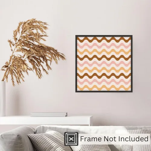 Vista 5 de Ethan Taylor Abstract Wall Art Prints Unframed Square Posters 'Retro 70s Hippie Chevron Pattern III' Retro Home Décor for Living Room, Bedroom